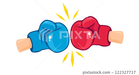 Vector vintage emblem for boxing with gloves. Vector vintage emblem for boxing with gloves. 122327717
