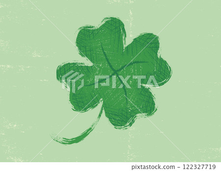 Vector vintage icon of clover with four leaf for Patrick's day. 122327719