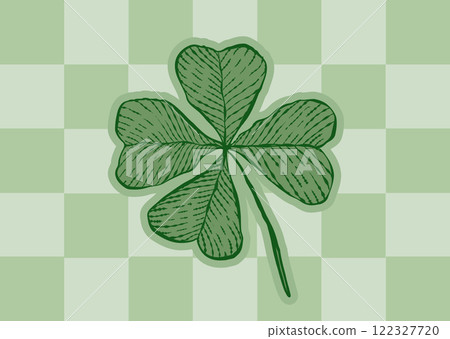 Vector vintage poster of clover for Patrick's day. Vintage green lucky clover with four leaf in hand drawing style. Vector vintage poster of clover for Patrick's day. Vintage green lucky clover with four leaf in hand drawing style. 122327720
