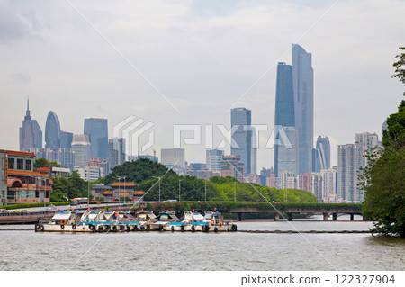 The Guangzhou's central business district alongside the Zhughiang river The Guangzhou's central business district alongside the Zhughiang river 122327904