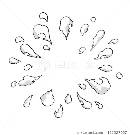 Illustration of a circular smoke explosion effect_border Illustration of a circular smoke explosion effect_border 122327967