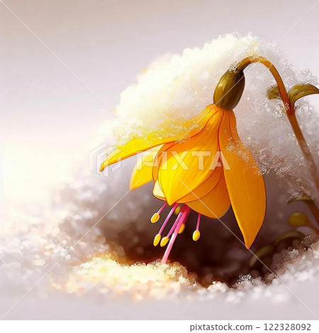 Fukujusou peeking out from the snow Fukujusou peeking out from the snow 122328092