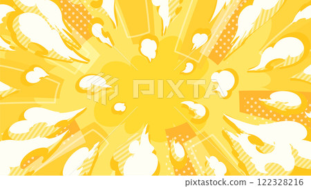 美式漫畫風格放射狀煙霧效果背景圖_16:9 122328216