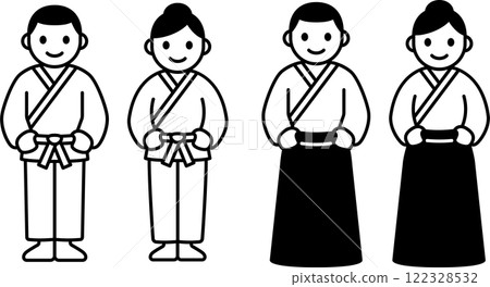 Male and female Aikido character icon Male and female Aikido character icon 122328532