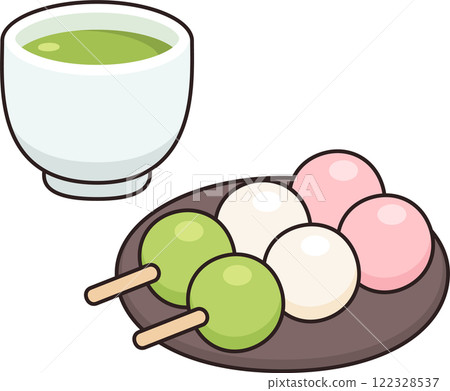 Japanese tea with Hanami dango illustration 122328537
