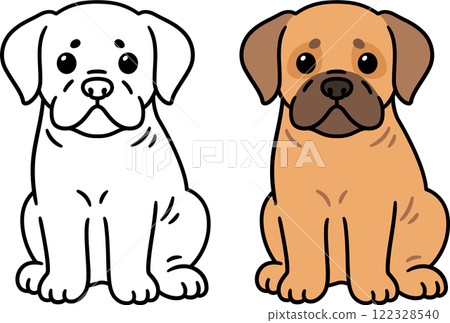 Cute cartoon Mastiff or Bulldog puppy 122328540