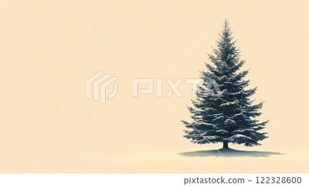 Green Christmas tree on yellow orange background, banner with copy space Green Christmas tree on yellow orange background, banner with copy space 122328600