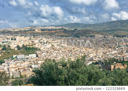 General view of the old town of Fez, Morocco 122328669