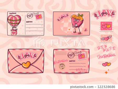 Valentine day love letter envelope set Valentine day love letter envelope set 122328686