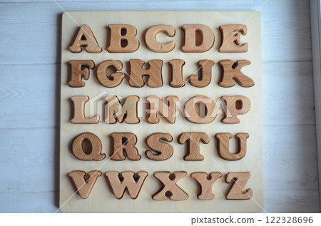 Latin alphabet made of natural wood for the development of grammatical thinking 122328696