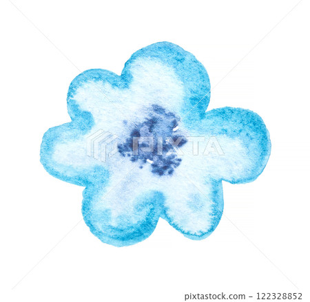 Blue watercolor flower on white background hand-painted floral art design 122328852