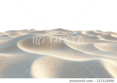 Close-up of beige sand dunes texture isolated on a transparent background. Minimalistic wavy sand surface, ideal for nature designs, background concepts, or environmental projects. 122328990