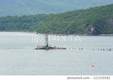 view of the Tokarevskaya Koshka lighthouse in Vladivostok view of the Tokarevskaya Koshka lighthouse in Vladivostok 122329382