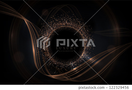 A stunning composition with ribbons and a round frame with sparkling tinsel A stunning composition with ribbons and a round frame with sparkling tinsel 122329456