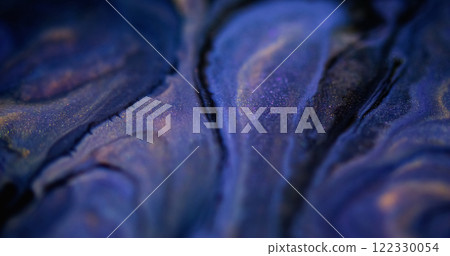 Sparkling fluid splash. Ink mix. Defocused blue pink black color shimmering particles texture paint flow swirl abstract art background. Sparkling fluid splash. Ink mix. Defocused blue pink black color shimmering particles texture paint flow swirl abstract art background. 122330054