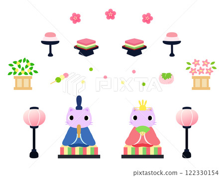 Hinamatsuri illustration set: Cats 122330154