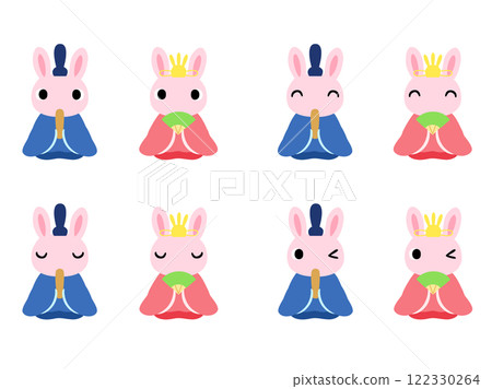 Rabbit Hina doll illustration set 122330264