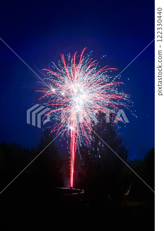 Colorful fireworks lights on the night sky background 122330440
