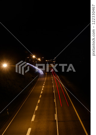 Night road in Kouvola, Finland. Long exposure photo. Night road in Kouvola, Finland. Long exposure photo. 122330467