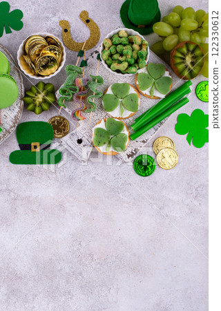 St. Patricks Day party food, green beer and shamrock St. Patricks Day party food, green beer and shamrock 122330612