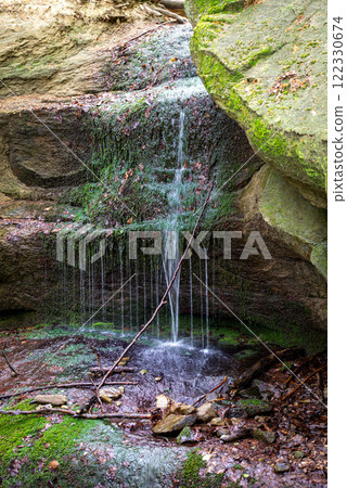 Magurski waterfall in the mountains of Beskid Niski national park in Poland. Magurski waterfall in the mountains of Beskid Niski national park in Poland. 122330674