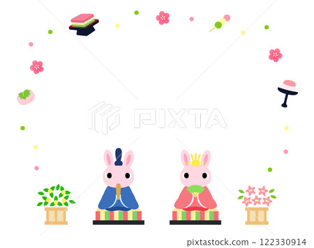 可愛的女兒節框架兔娃娃 可愛的女兒節框架兔娃娃 122330914