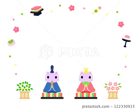 Cute Hinamatsuri frame Cat Hina dolls Cute Hinamatsuri frame Cat Hina dolls 122330915
