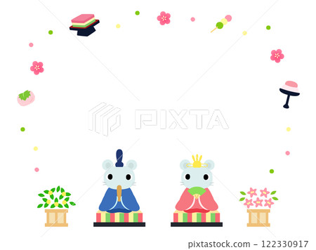 Cute Hinamatsuri frame - Mouse Hina dolls Cute Hinamatsuri frame - Mouse Hina dolls 122330917