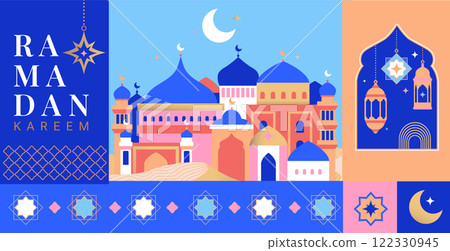 Ramadan kareem banner. Greeting Ramadan card 122330945