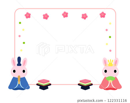 女兒節方形框裝飾兔子雛娃娃 122331116