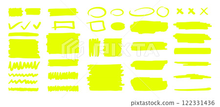 Vector set of highlighter marker strokes 122331436