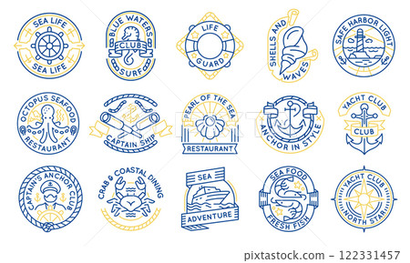 Set of 15 Sea and Yacht Logo Icons 122331457
