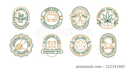 Set of 8 Material and Textile Logo Icons 122331487