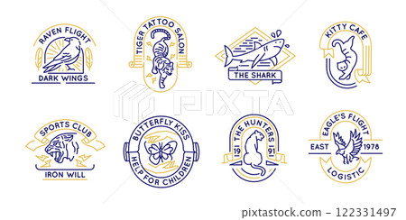 Set of 8 Animal and Wildlife Logo Icons 122331497