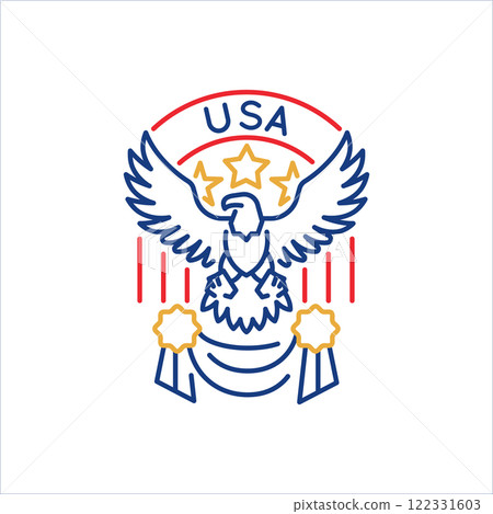 Simple Logo with Eagle Head USA Icon 122331603