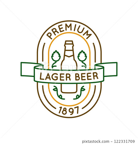 Simple Logo with Premium Lager Beer icon Simple Logo with Premium Lager Beer icon 122331709