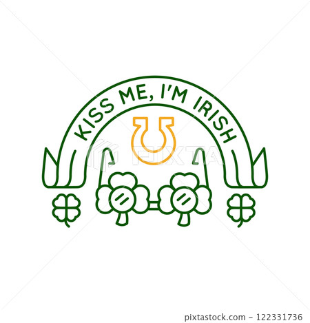 Simple Logo with Horseshoe kiss me icon Simple Logo with Horseshoe kiss me icon 122331736