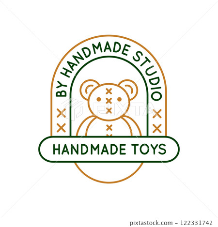 Simple Logo with Handmade Bear Icon Simple Logo with Handmade Bear Icon 122331742