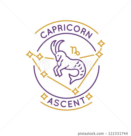 Simple Logo with Capricorn Zodiac Icon Simple Logo with Capricorn Zodiac Icon 122331744