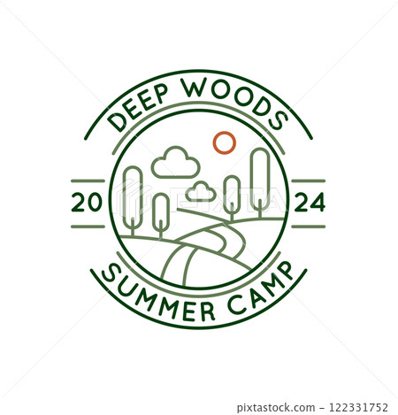 Simple Logo with Deep Woods Summer Camp Icon Simple Logo with Deep Woods Summer Camp Icon 122331752
