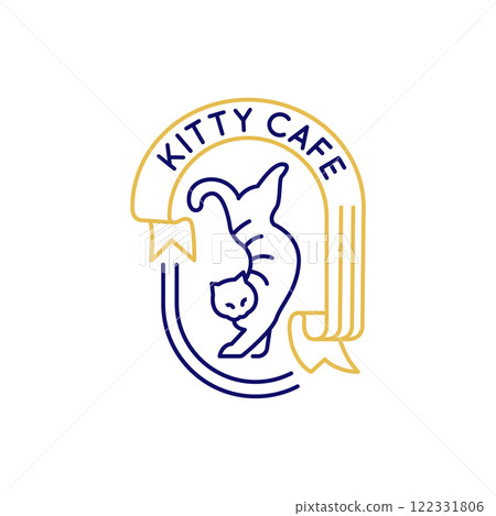 Simple Logo with Cat Icon 122331806
