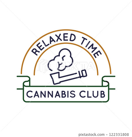 Simple Logo with Relaxed Time Cannabis Icon Simple Logo with Relaxed Time Cannabis Icon 122331808