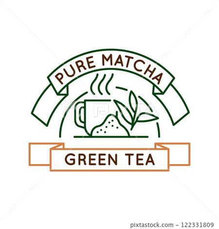 Simple Logo with Green Tea Pure Matcha Icon 122331809