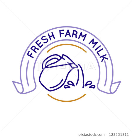 Simple Logo with Fresh Farm Milk Icon Simple Logo with Fresh Farm Milk Icon 122331811