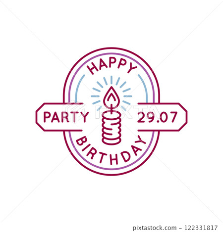 Simple Logo with Happy Birthday Party Icon Simple Logo with Happy Birthday Party Icon 122331817