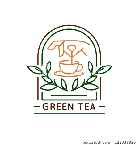 Simple Logo with Green Tea Cup Icon Simple Logo with Green Tea Cup Icon 122331820