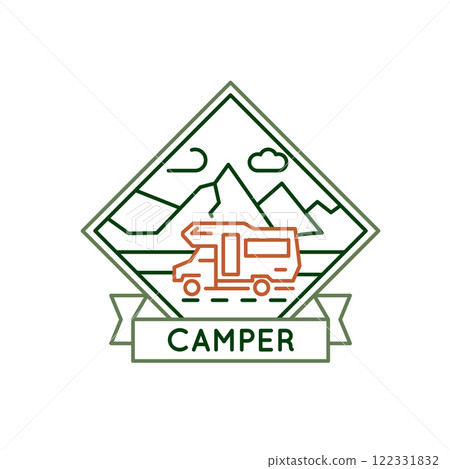 Simple Logo with Camper Icon 122331832
