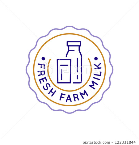 Simple Logo with Fresh Farm Milk Icon Simple Logo with Fresh Farm Milk Icon 122331844