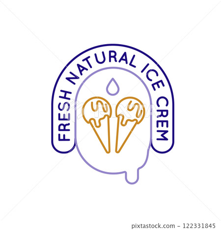 Simple Logo with Fresh Natural Ice Cream Icon Simple Logo with Fresh Natural Ice Cream Icon 122331845