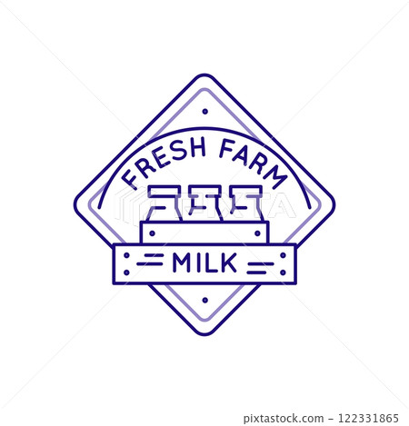 Simple Logo with Fresh Farm Natural Milk Icon Simple Logo with Fresh Farm Natural Milk Icon 122331865